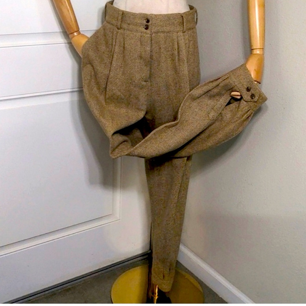 The J. Peterman Co. Vintage women's tweed pants Gatsby style 1920s tan sz 14